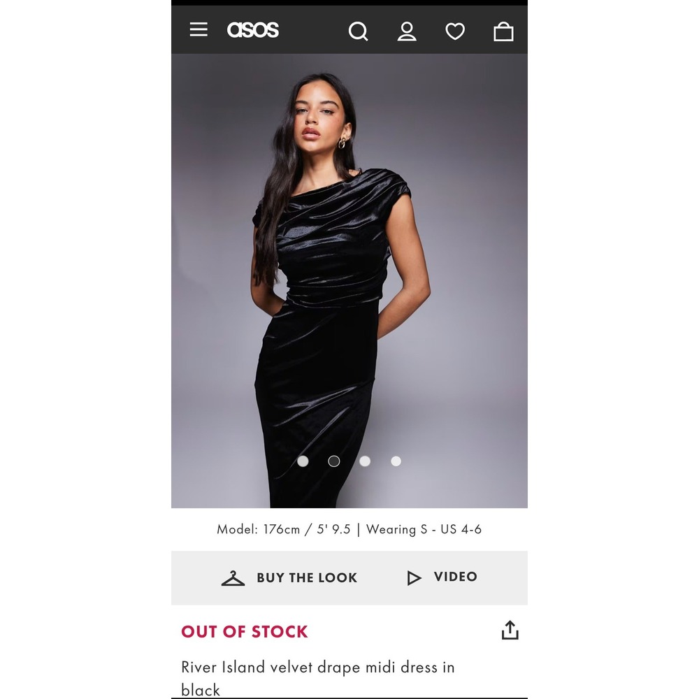 ASOS DESIGN Maternity Velvet Drape Midi Dress Black Cowl Neck US 10 NWT
